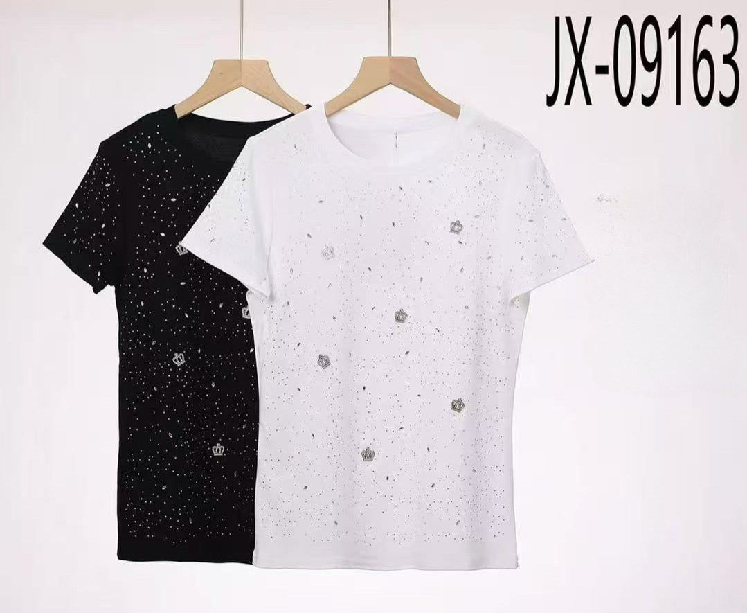 ART:JX09163| T-SHIRT IN COTONE CON STRASS