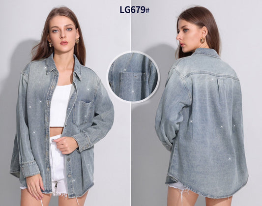 ART:LG679|CAMICIA IN JEANS CON STRASS