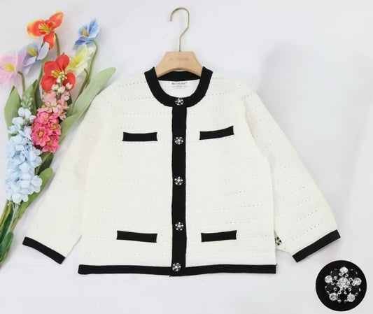 CARDIGAN CON BOTTONE A GIOIELLO