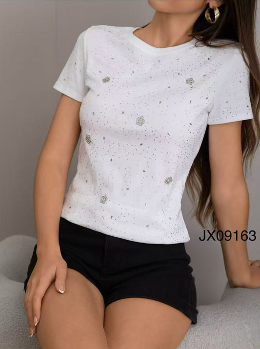 ART:JX09163| T-SHIRT IN COTONE CON STRASS